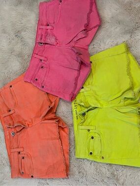 Big Star Neon Pink, Orange & Yellow Women’s Denim Shorts Set